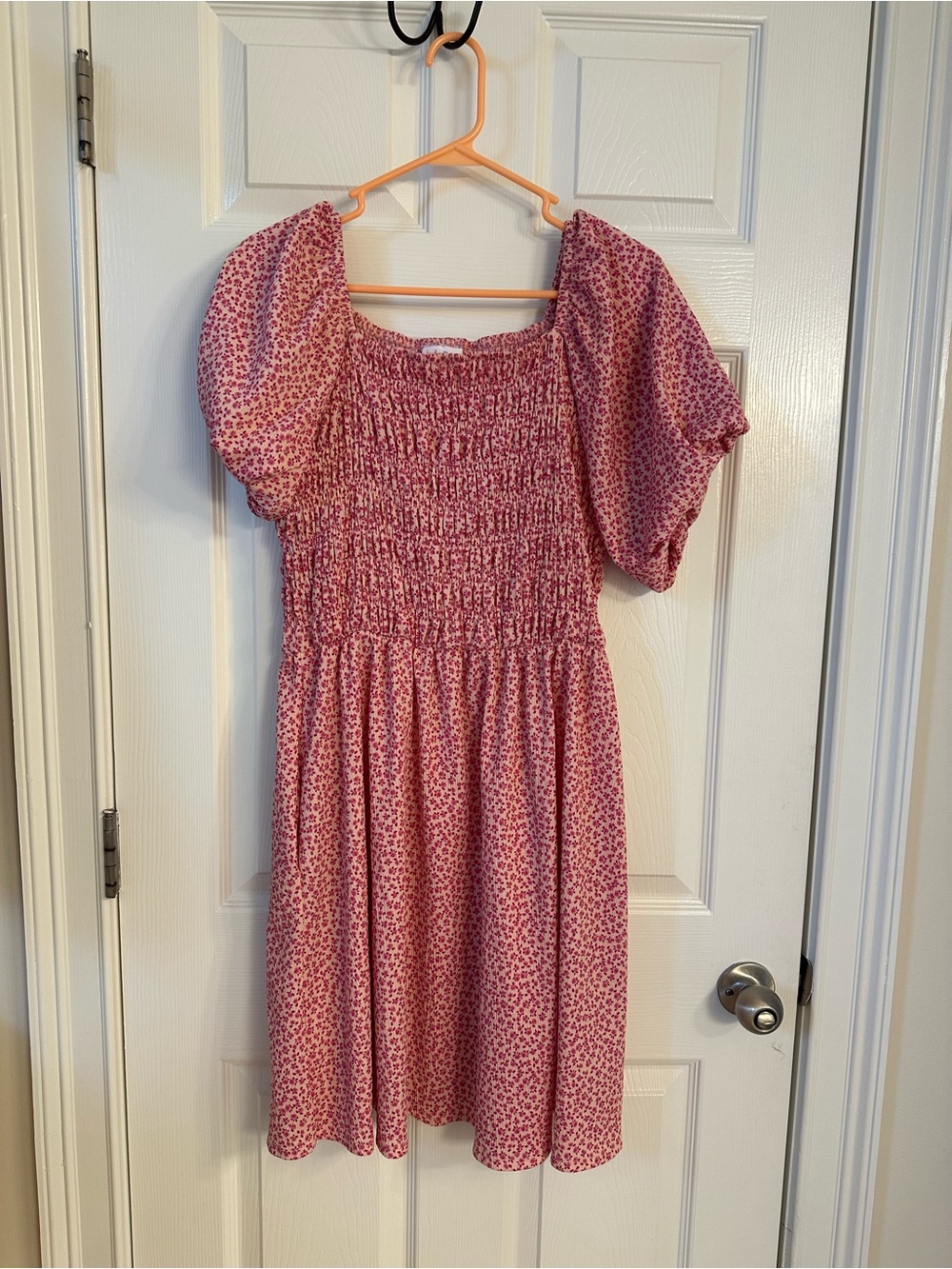 LuLaRoe Pink Floral Smocked Dress